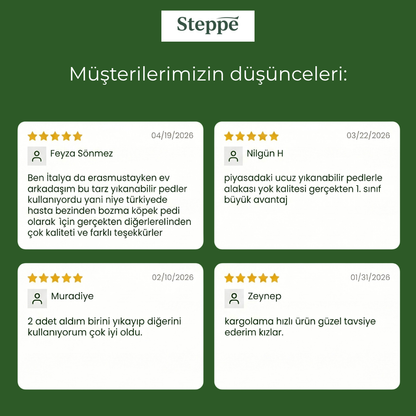 Steppe Yıkanabilir Köpek Tuvalet Pedi Seti (Kaydırmaz & Yüksek Emicilik)